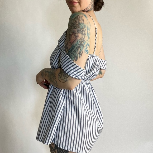 SEEK the LABEL Striped Cotton Romper blue Small - Picture 5 of 10